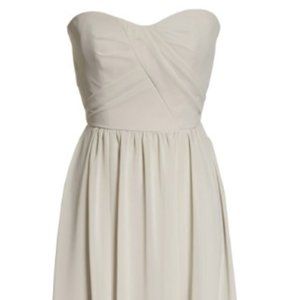 Social Bridesmaids Strapless Georgette A-Line Gown - Oyster